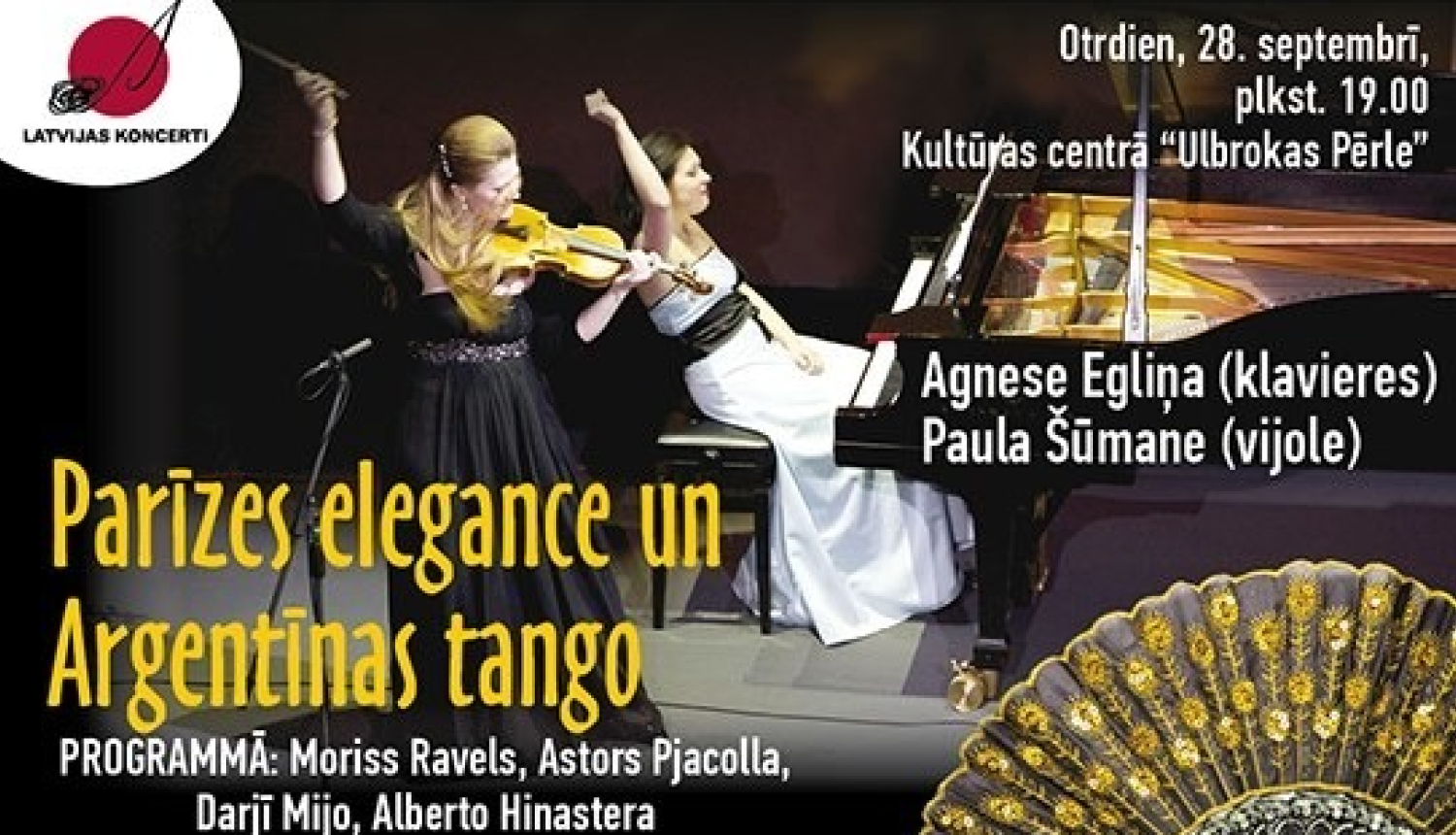 28. septembrī koncertprogramma “Parīzes elegance un Argentīnas tango”, KC "Ulbrokas Pērle"
