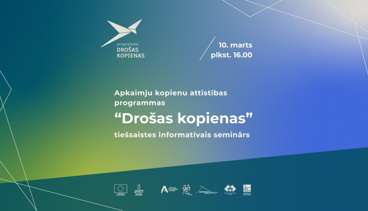 Atvērta pirmā pieteikšanās apkaimju kopienu attīstības programmai “Drošas kopienas” , afiša