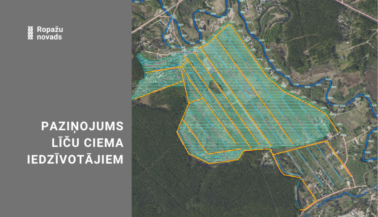 Paziņojums Līču ciema iedzīvotājiem, bildē shēma