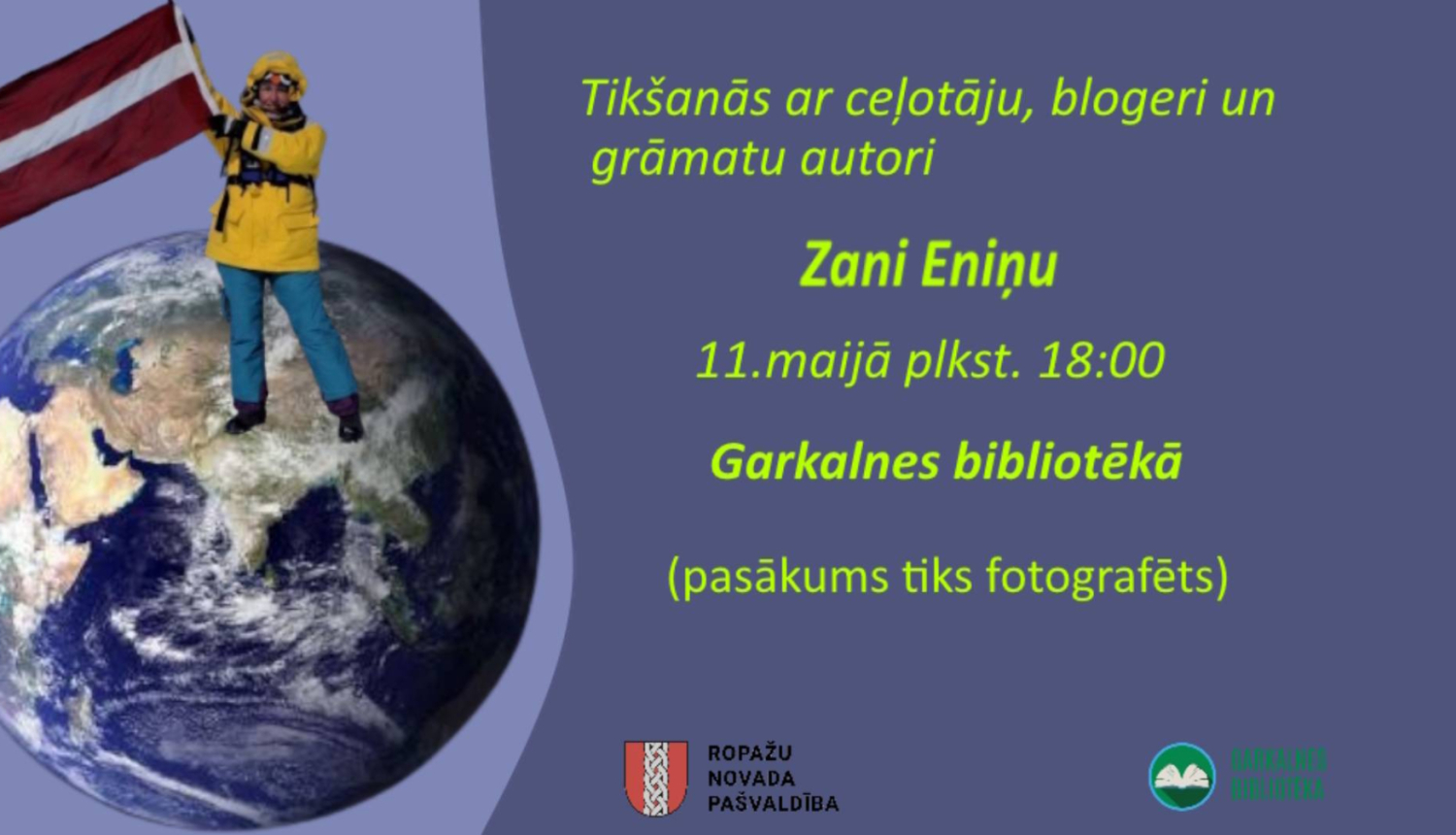 Tikšanās ar gāmatu autori Zani Eniņu, afiša