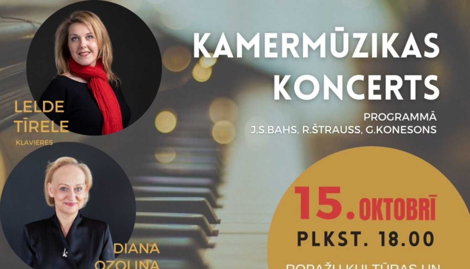 Kamermūzika. Klavieres un čells. 15. oktobrī 18:00 Ropažu Kultūras centrā