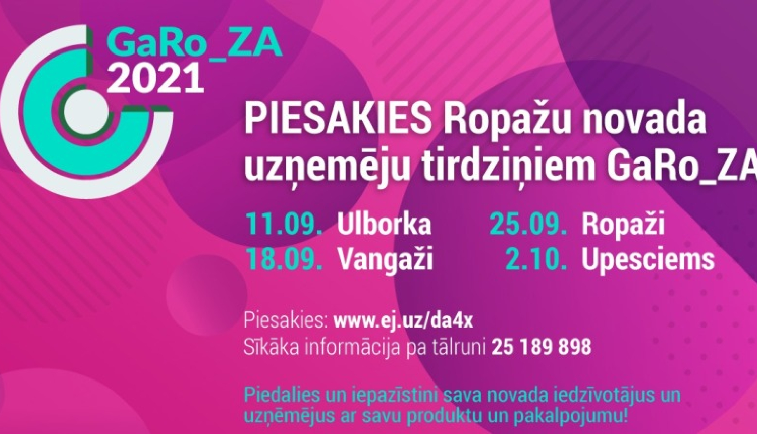 Aicina pieteikt dalību Ropažu novada uzņēmēju tirdziņiem “GaRo_ZA 2021” 