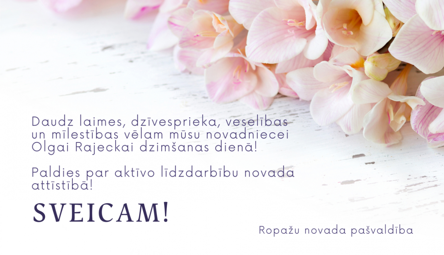 Sveicam Olgu Rajecku dzimšanas dienā