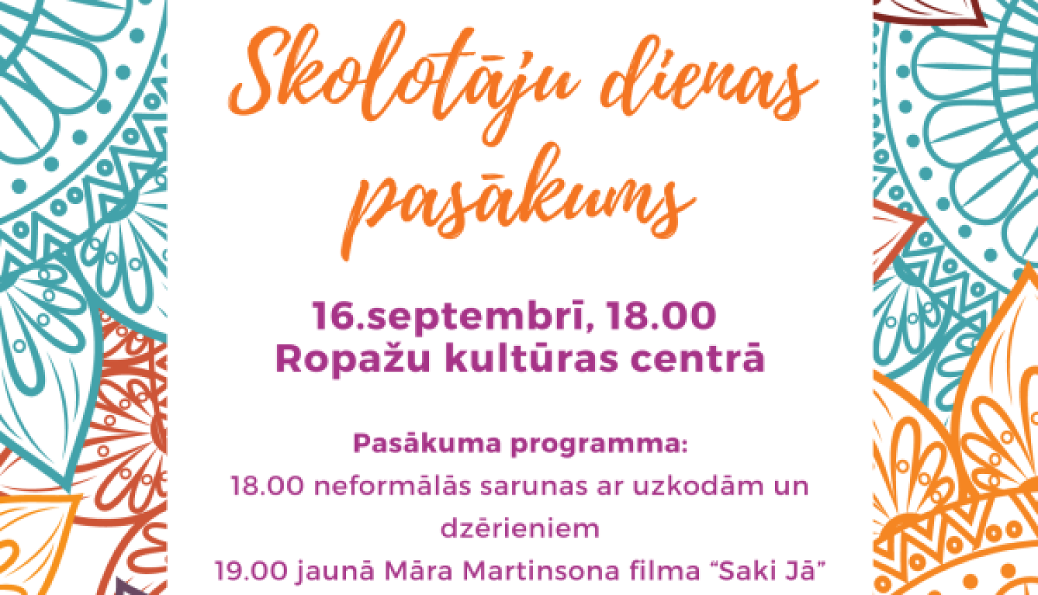 Īpašs pasākums par godu Starptautiskajai skolotāju dienai