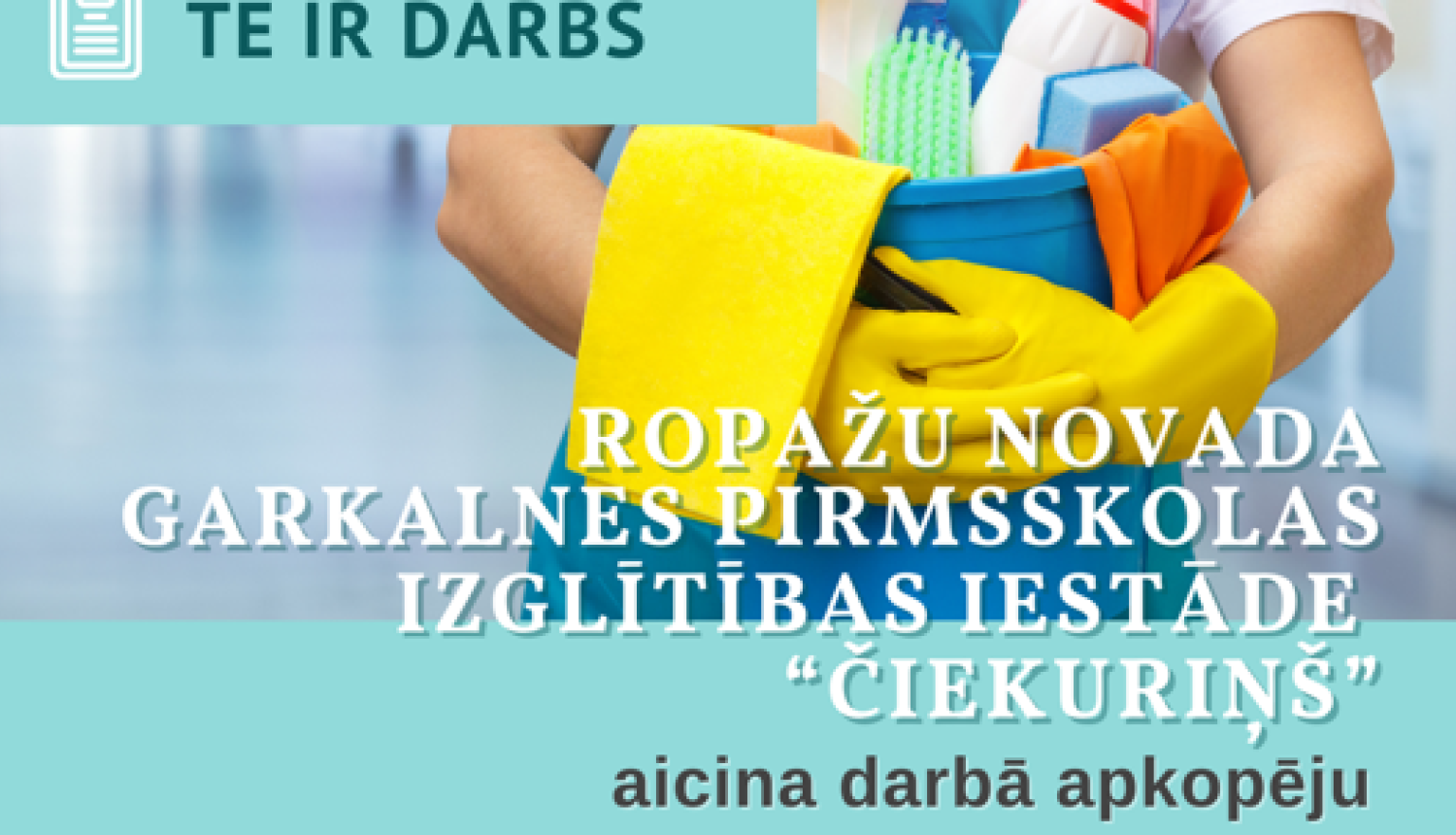 Garkalnes pirmsskolas izglītības iestāde “Čiekuriņš” aicina darbā apkopēju