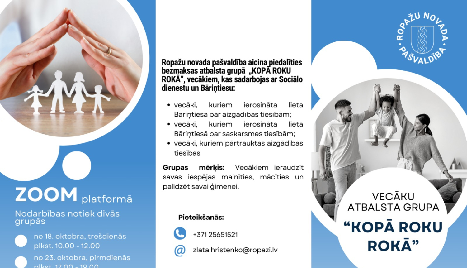 Vecākus aicina pieteikties dalībai atbalsta grupā “Kopā roku rokā”