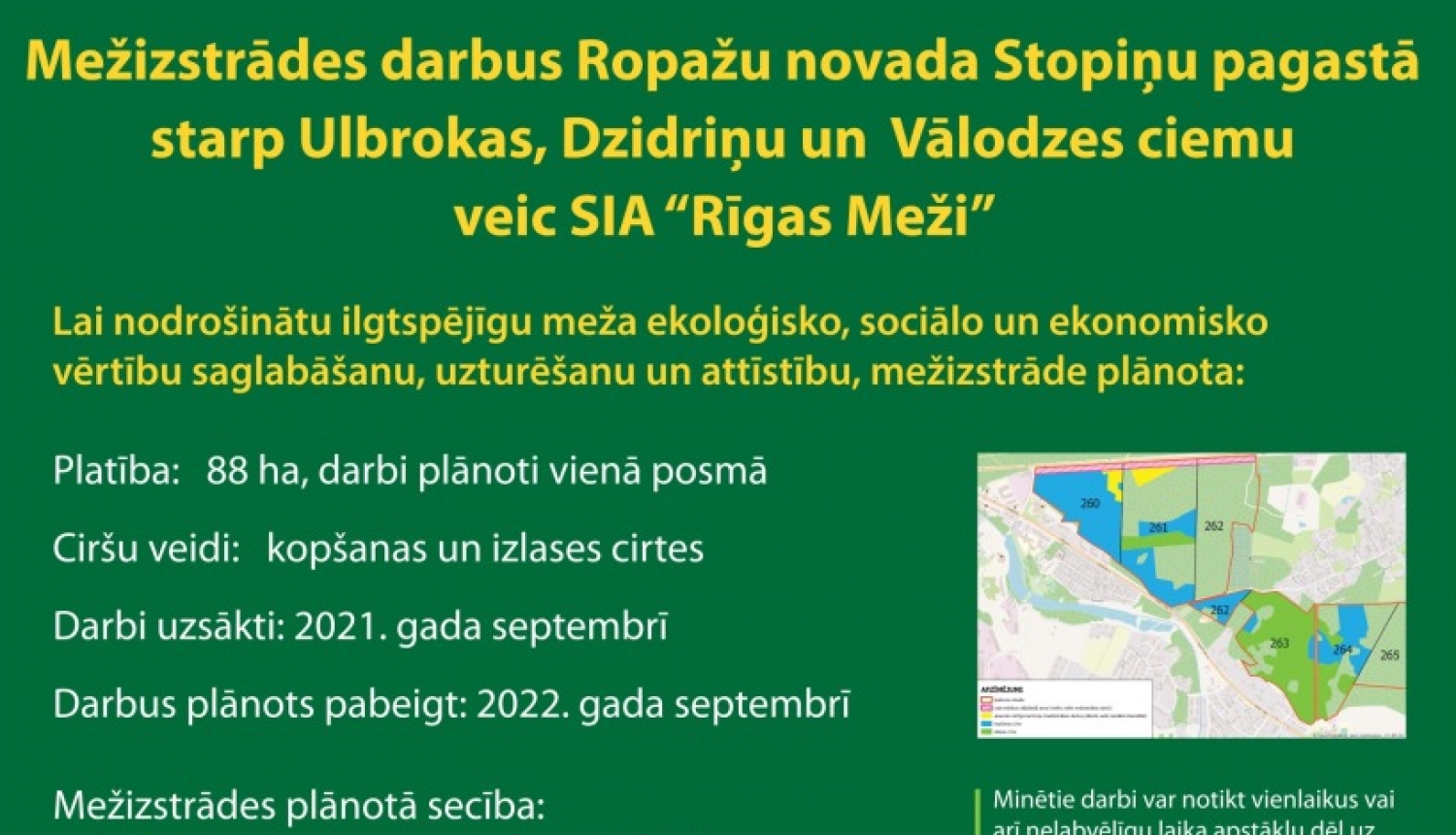 “Rīgas Meži” uzsāk meža kopšanu Ropažu novada Stopiņu pagastā