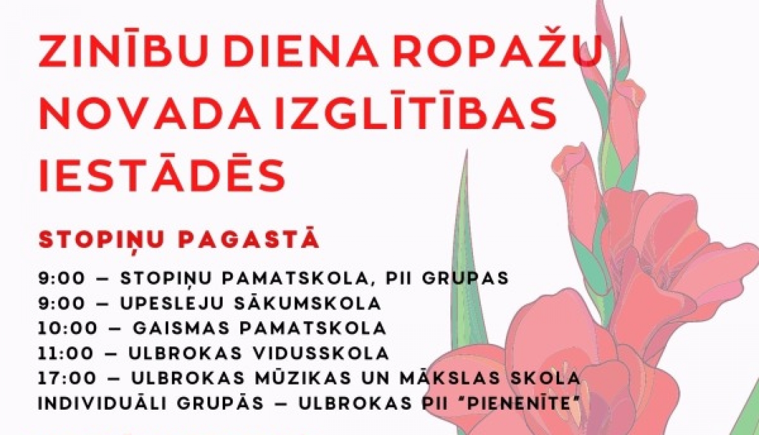 Svinīgie pasākumi 1.septembrī Ropažu novada izglītības iestādēs